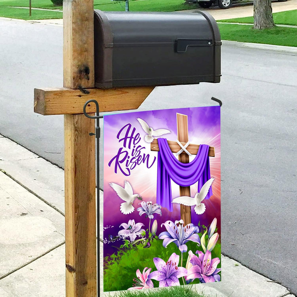 He Is Risen Spring Easter Garden Flag, Happy Easter Garden Flag, Easter Flags for Garden, Easter Flags for Garden, Garden Flags Easter 12X18 Double Sided