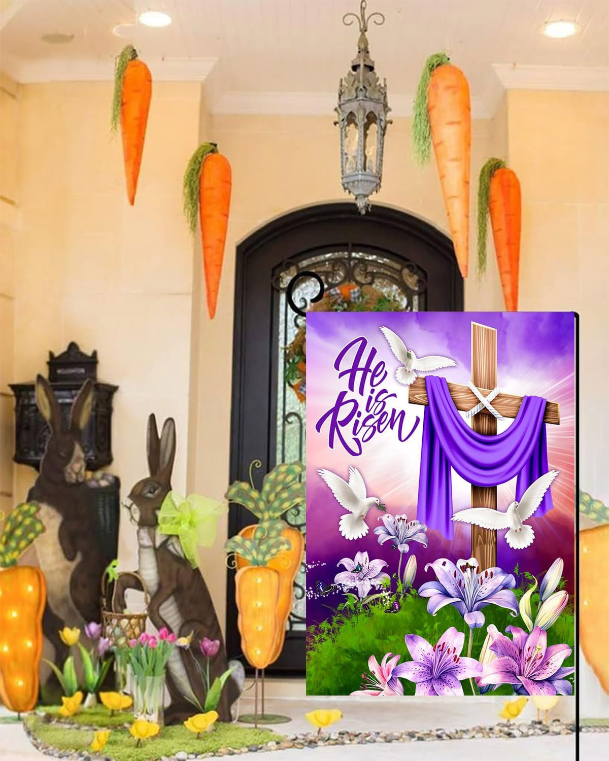 He Is Risen Spring Easter Garden Flag, Happy Easter Garden Flag, Easter Flags for Garden, Easter Flags for Garden, Garden Flags Easter 12X18 Double Sided
