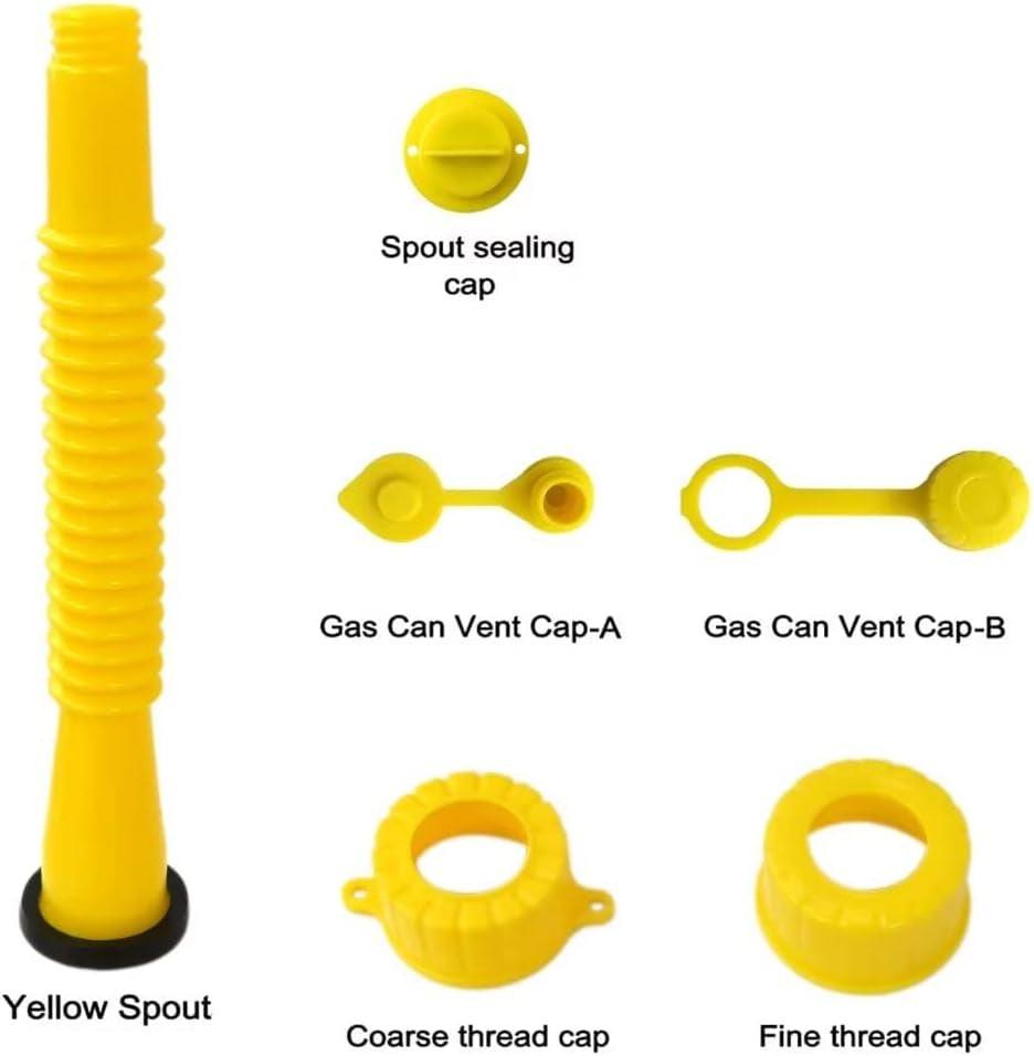 Plastic Gas Can Spout Nozzle Vent Kit for Blitz, Midwest, Scepter, Briggs & Stratton; Yellow, Gasoline, Plastic