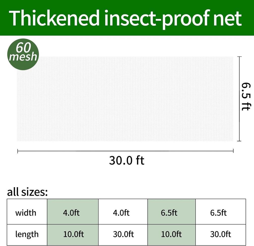 Garden Netting 6.5 X 30 Ft,Garden Cover Netting for Garden Protection, Insect Netting for Garden,Garden Netting for Raised Beds