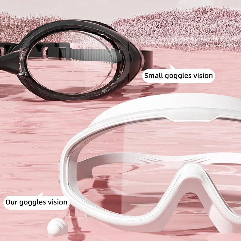 Swimming Goggles Large Frame Swimming Goggles Large Frame HD Wide-Angle Anti-Fog UV Protection Adult Swimming Goggles No Leakage