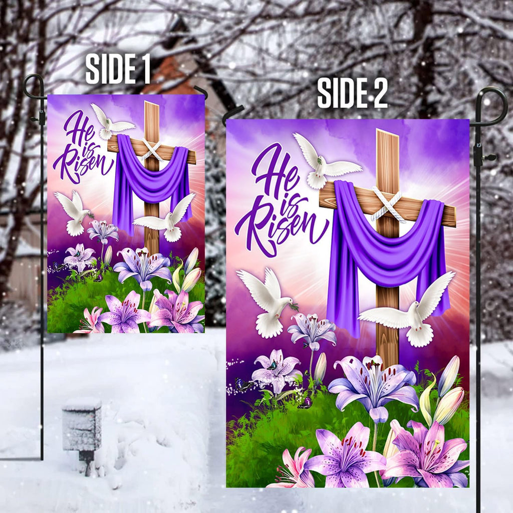 He Is Risen Spring Easter Garden Flag, Happy Easter Garden Flag, Easter Flags for Garden, Easter Flags for Garden, Garden Flags Easter 12X18 Double Sided