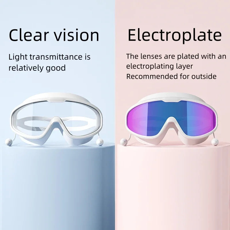 Swimming Goggles Large Frame Swimming Goggles Large Frame HD Wide-Angle Anti-Fog UV Protection Adult Swimming Goggles No Leakage
