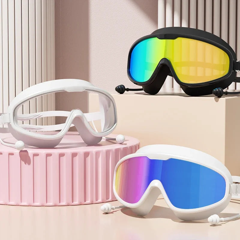 Swimming Goggles Large Frame Swimming Goggles Large Frame HD Wide-Angle Anti-Fog UV Protection Adult Swimming Goggles No Leakage
