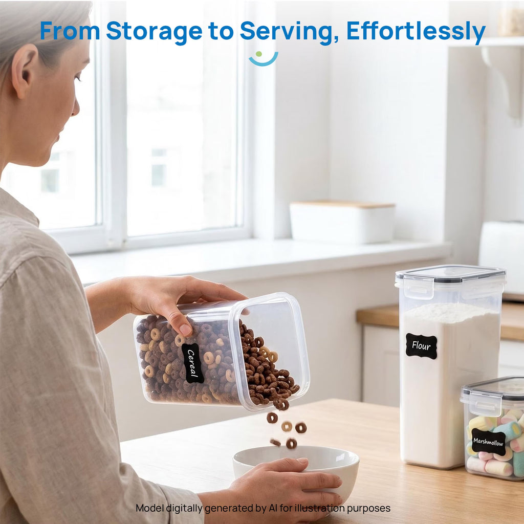 Airtight Food Storage Containers Set, 38Pcs Plastic Kitchen and Pantry Organization Canisters, Black